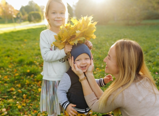 Happy family with children in the park